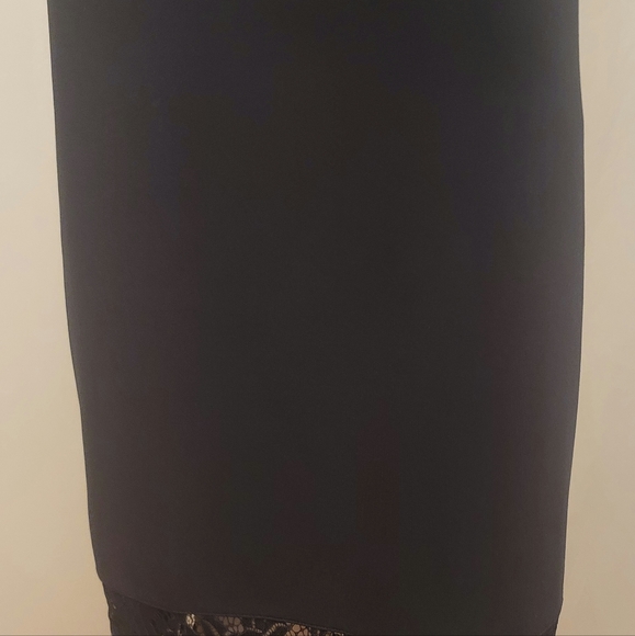 BLACK PENCIL SKIRT w/LACE INSERTS BY CARMEN MARC VALVO, SZ LARGE - Picture 7 of 8